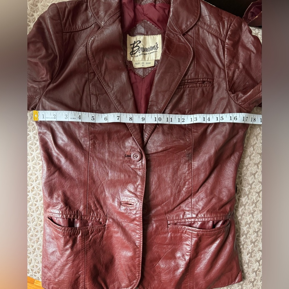 Bonaventura Women's Burgundy Leather Blazer Jacket - Picture 13 of 16